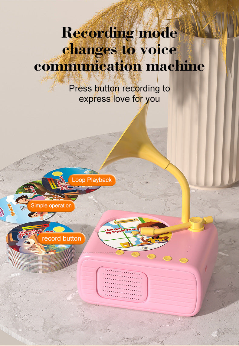 🎶Kids Phonograph with 96 Cards💿📻Early Education Phonograph Story Machine