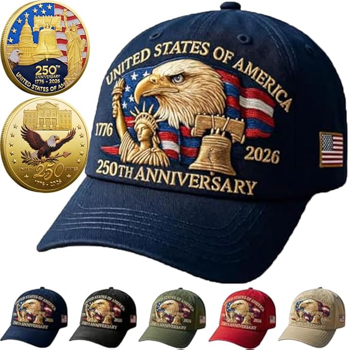 Eagle & Liberty 250 Year American Anniversary Embroidered Cap with Badge