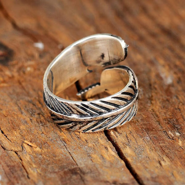 🔥 49% OFF🎁Boho Feather Turquoise Adjustable Ring