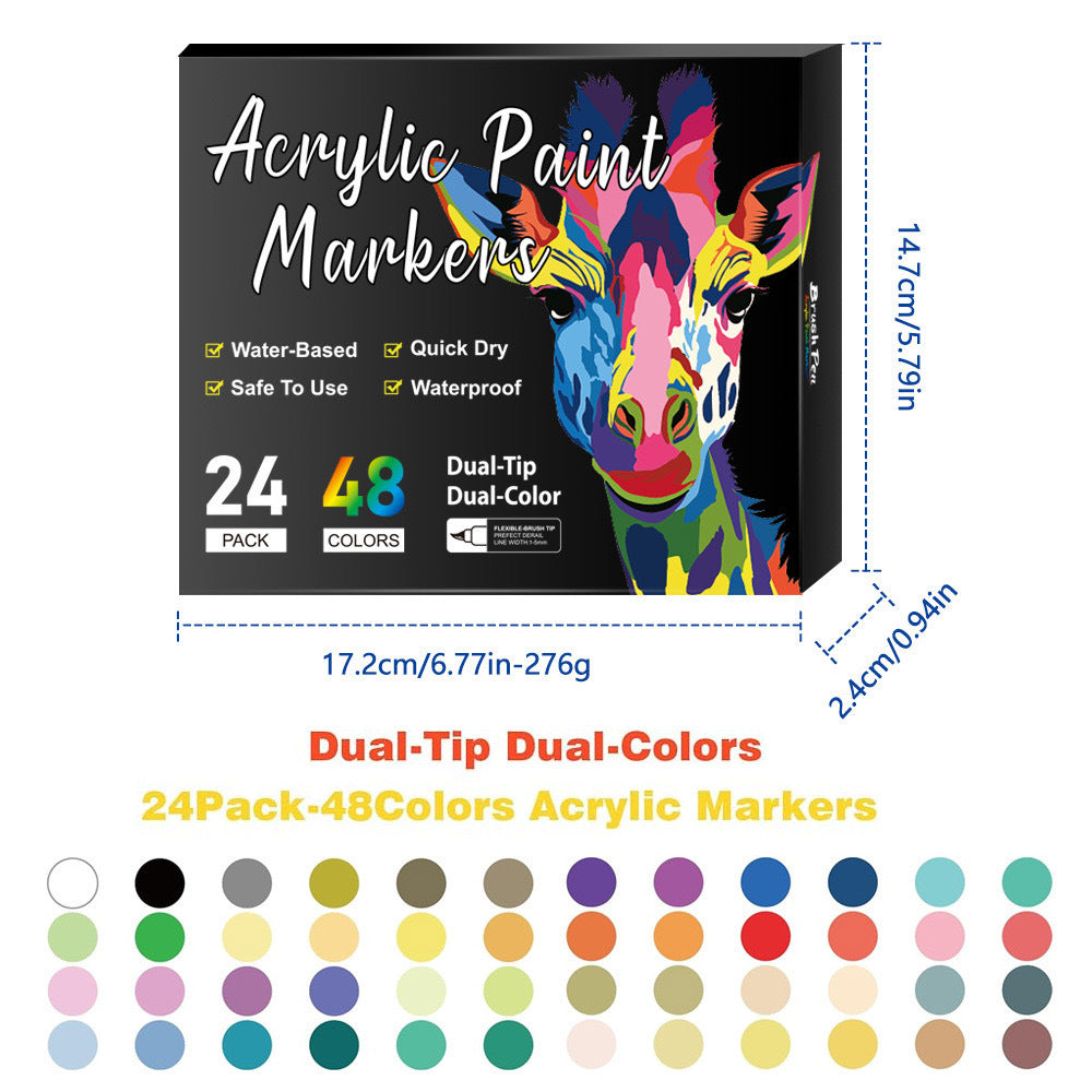 🎨Last Day 🔥 Dual Tip Acrylic Paint Pen Marker - 24/48/72/120 Colors