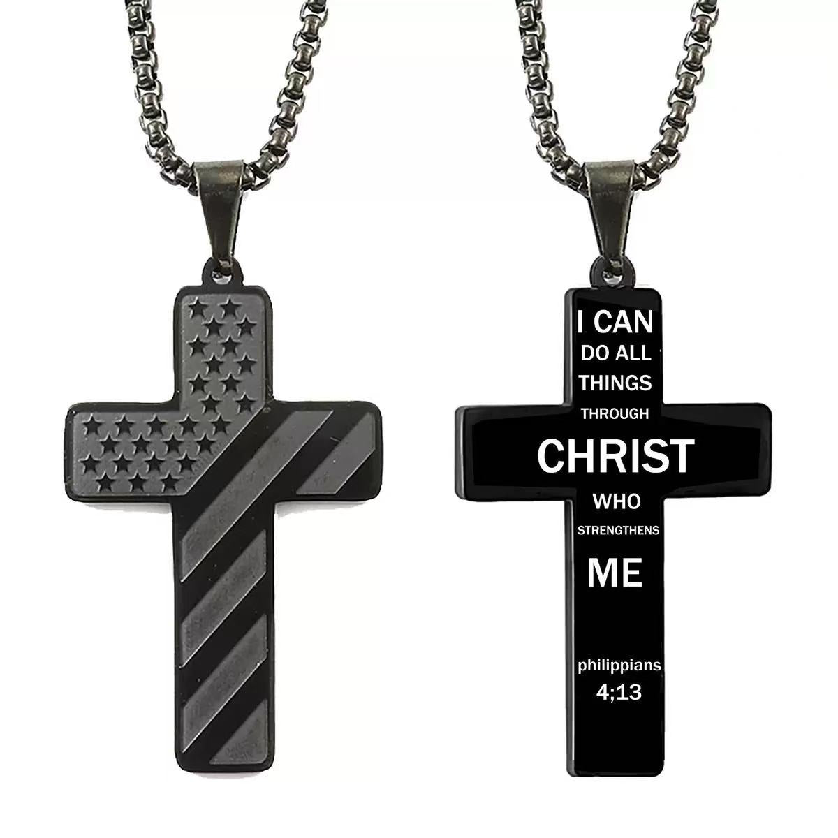 Woyuosn Cross Necklace for Men Stainless Steel