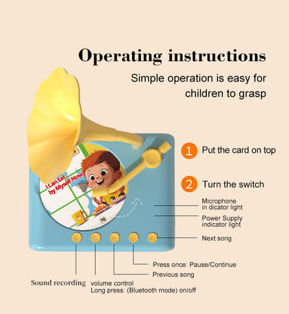 🎶Kids Phonograph with 96 Cards💿📻Early Education Phonograph Story Machine