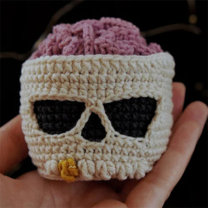 Crochet Brainy Skull Coaster Set