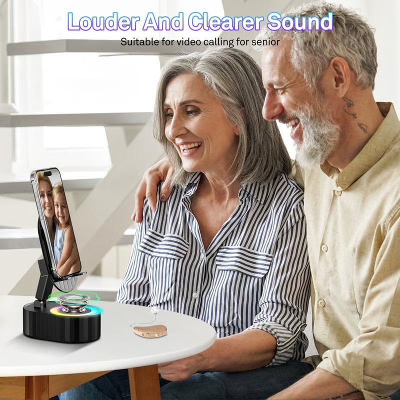 Cell Phone Stand with Induction Speaker/Power Bank/Atmosphere Light