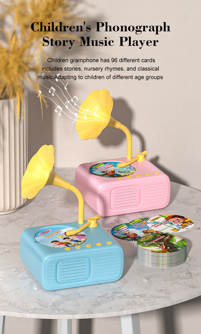 🎶Kids Phonograph with 96 Cards💿📻Early Education Phonograph Story Machine