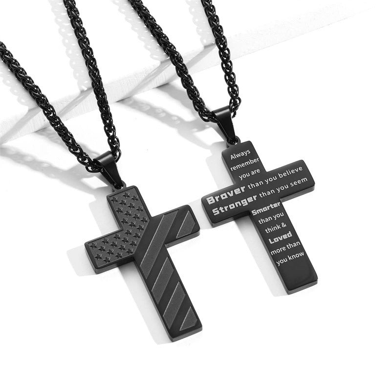 Woyuosn Cross Necklace for Men Stainless Steel