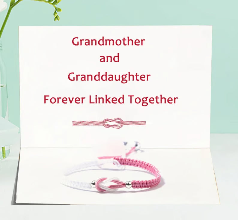 🎁-To My Granddaughter "Forever Linked Together" Handmade Braided Bracelet