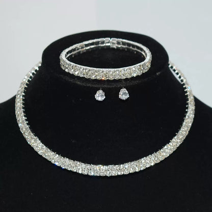 💥"Crystal' Tennis Necklace + Free Bracelet+Free Ear Stud