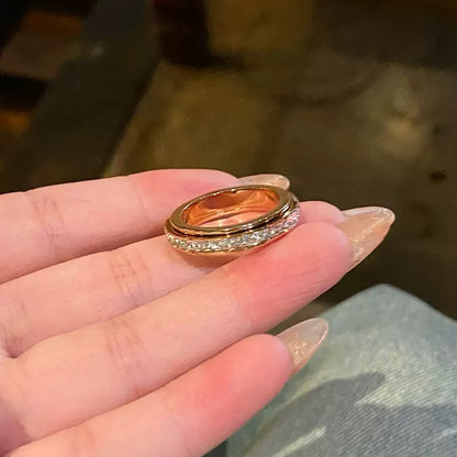 Titanium Steel Rotatable Spinner Ring with Zirconia