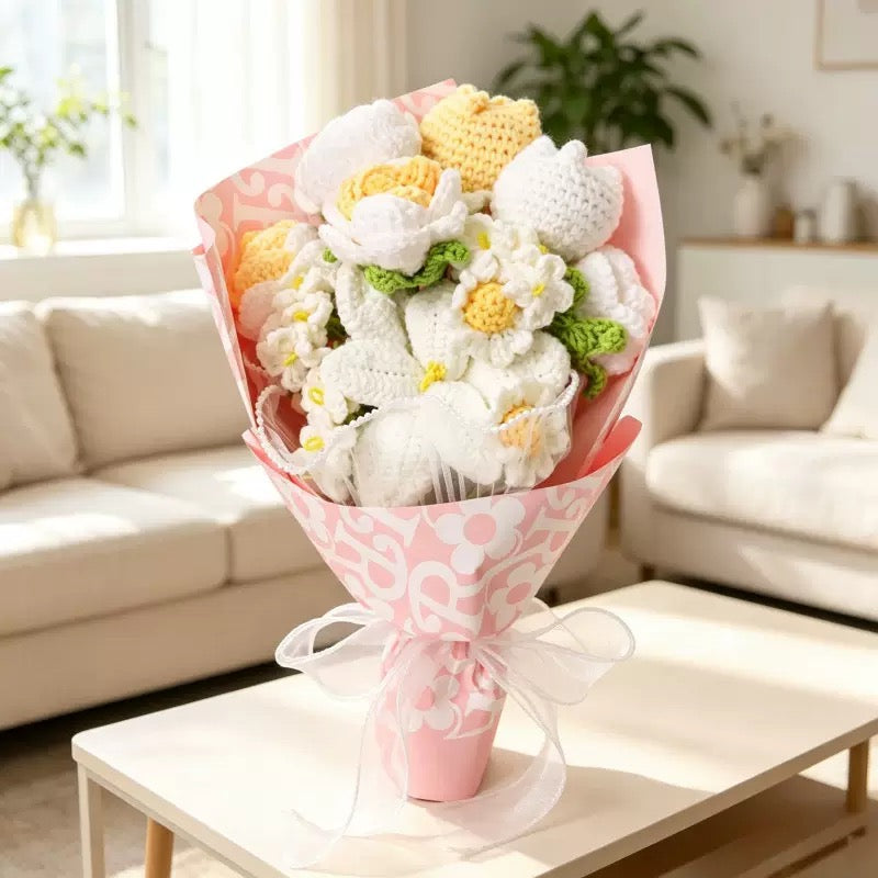 Handmade Crochet Flower Bouquet Gift