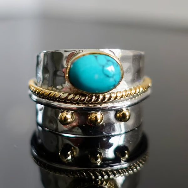 🔥 46% OFF🎁Sterling Silver Turquoise Wide Band Ring