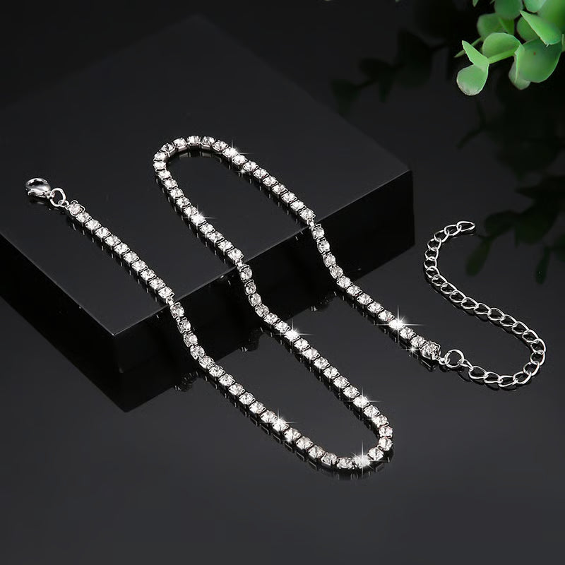 💥"Crystal' Tennis Necklace + Free Bracelet+Free Ear Stud
