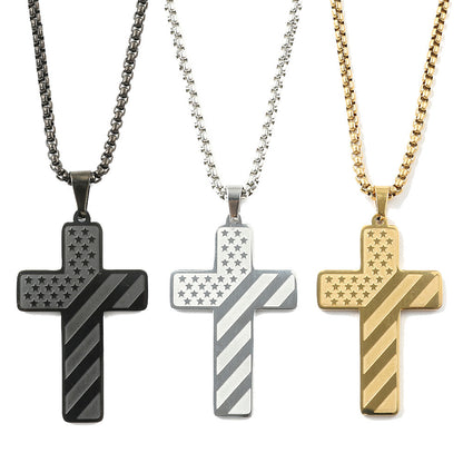 Woyuosn Cross Necklace for Men Stainless Steel