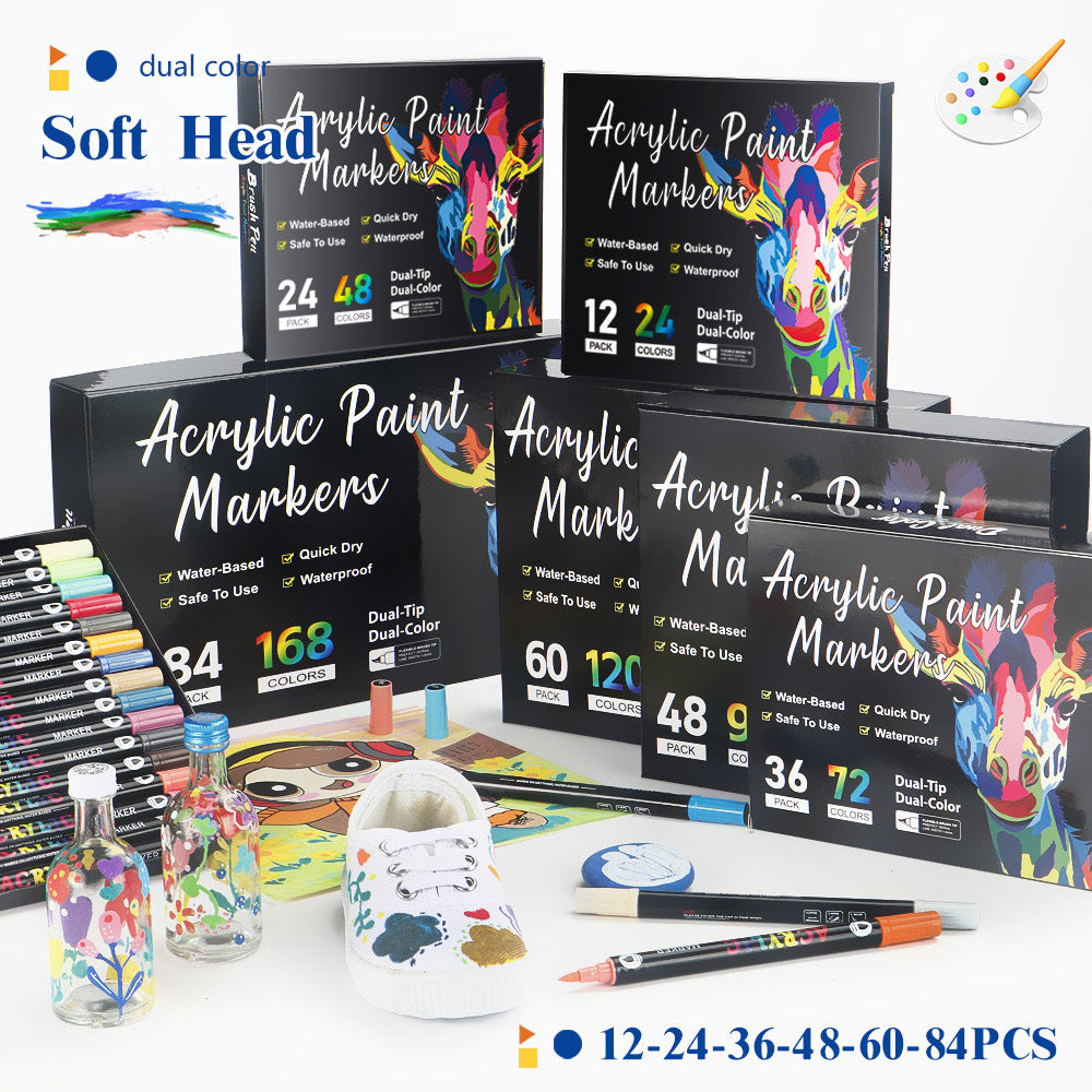 🎨Last Day 🔥 Dual Tip Acrylic Paint Pen Marker - 24/48/72/120 Colors