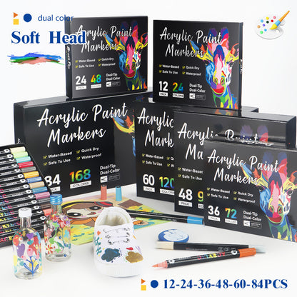 🎨Last Day 🔥 Dual Tip Acrylic Paint Pen Marker - 24/48/72/120 Colors