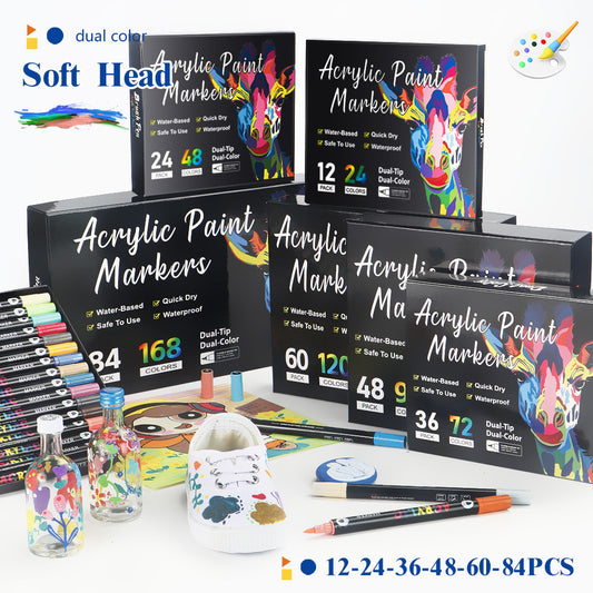 🎨Last Day 🔥 Dual Tip Acrylic Paint Pen Marker - 24/48/72/120 Colors