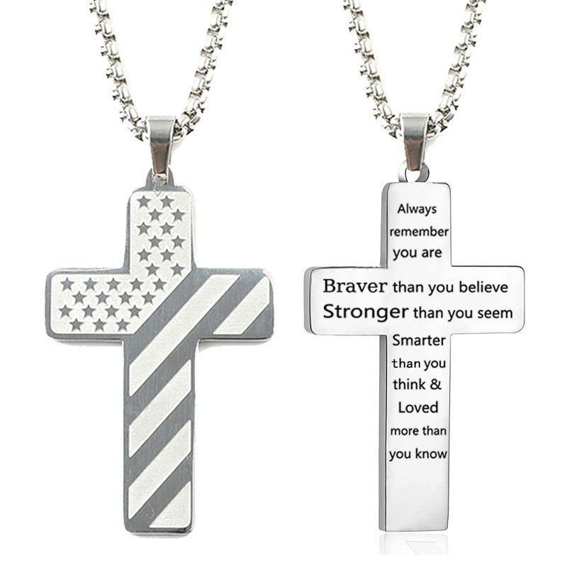 Woyuosn Cross Necklace for Men Stainless Steel