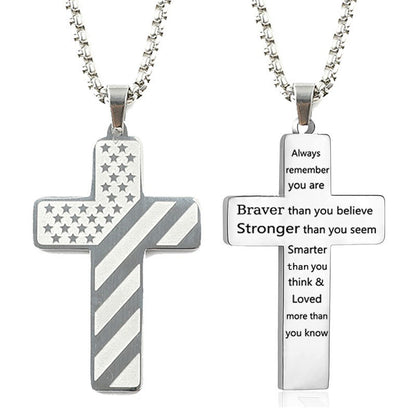 Woyuosn Cross Necklace for Men Stainless Steel