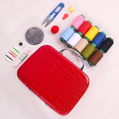 Portable Sewing Kit in Faux Leather Case