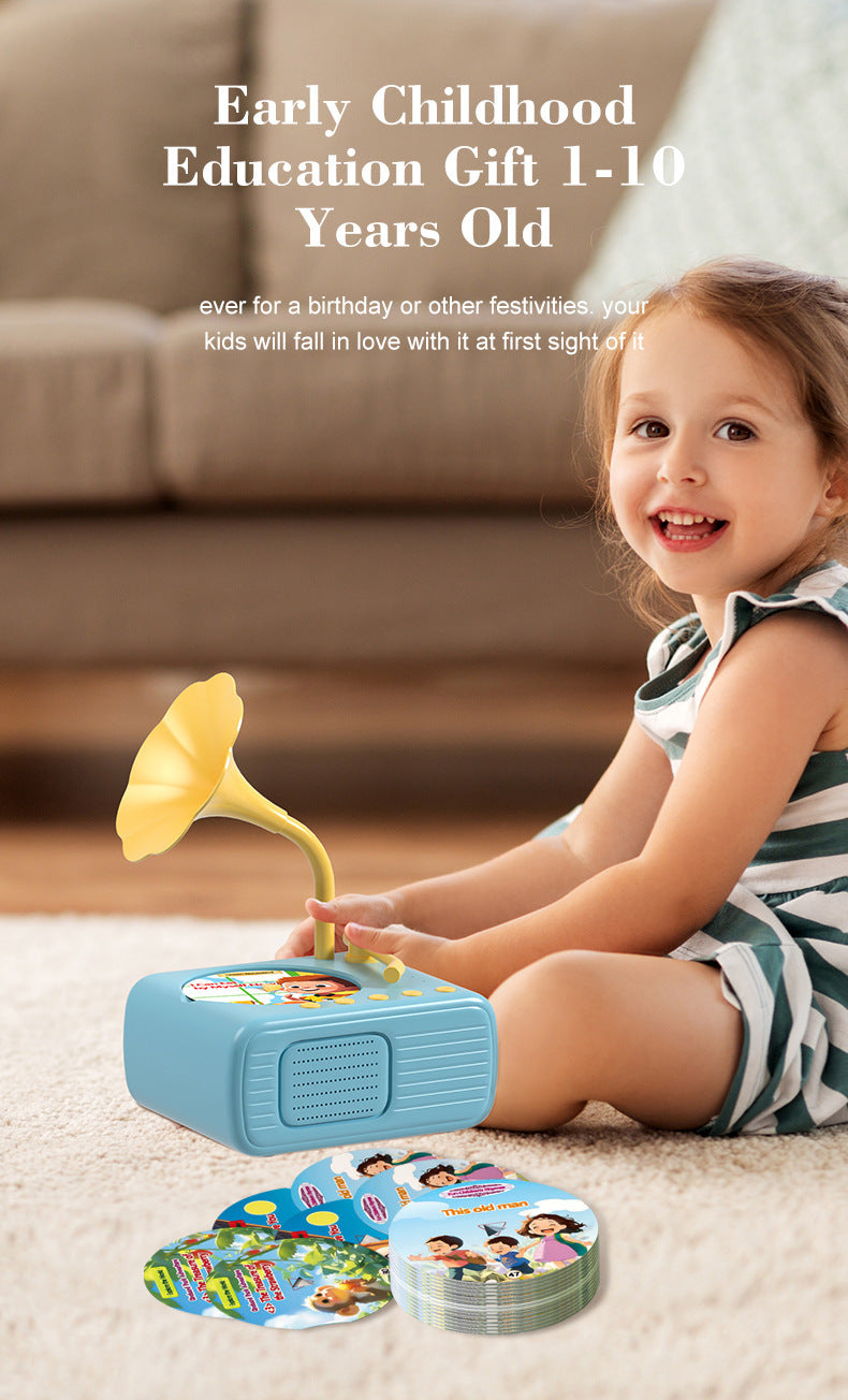 🎶Kids Phonograph with 96 Cards💿📻Early Education Phonograph Story Machine