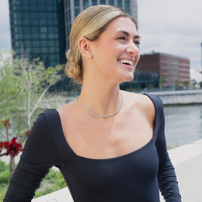 💥"Crystal' Tennis Necklace + Free Bracelet+Free Ear Stud