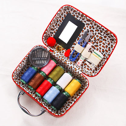 Portable Sewing Kit in Faux Leather Case