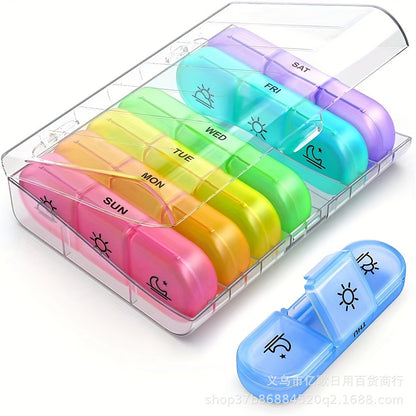 AM PM Weekly Pill Organizer – Travel-Friendly, Large Capacity & BPA-Free