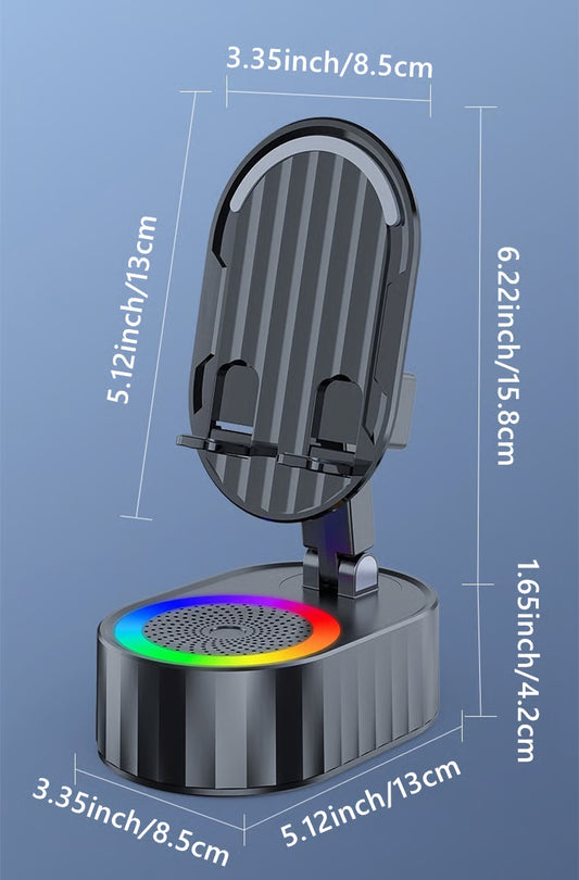 Cell Phone Stand with Induction Speaker/Power Bank/Atmosphere Light