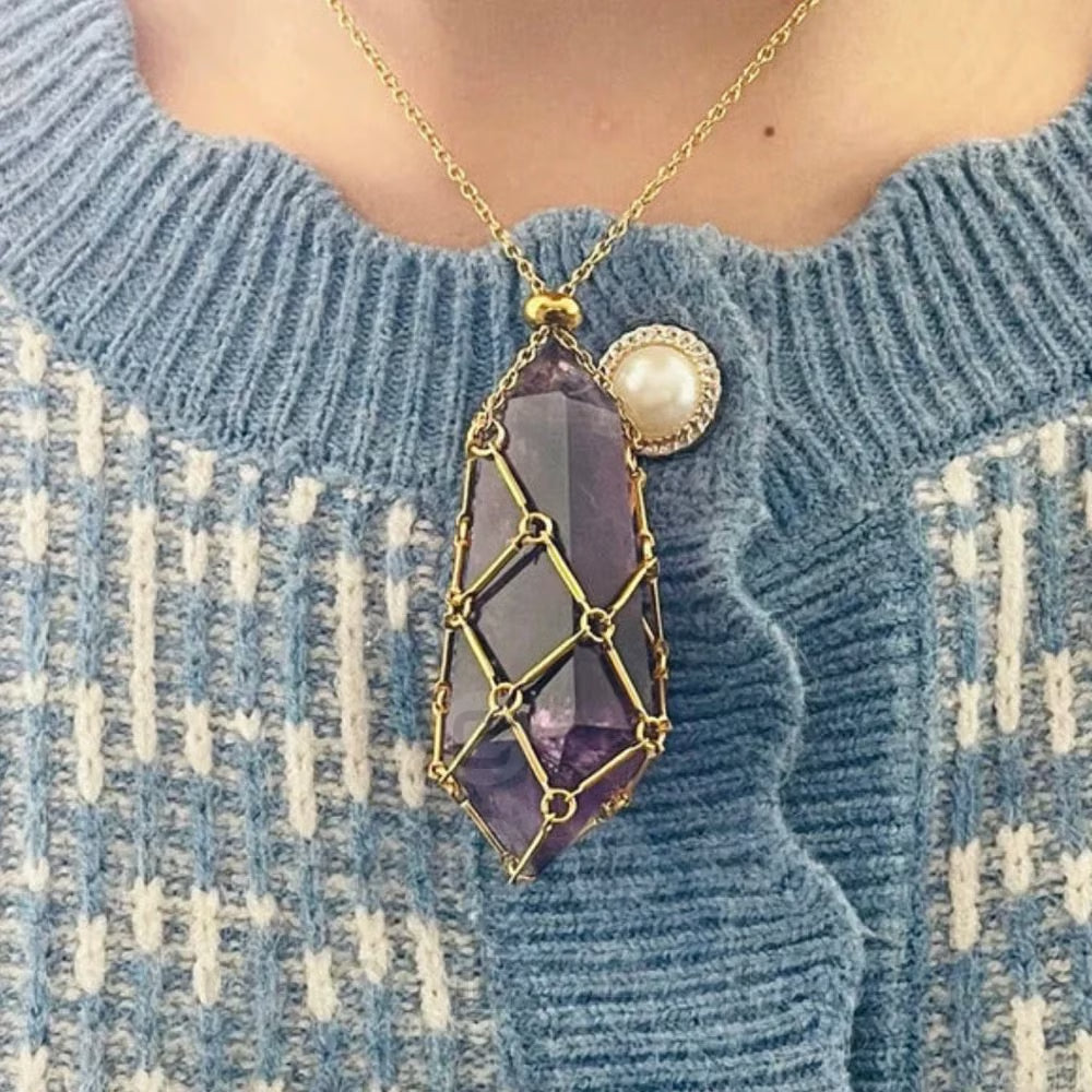 🔥 Crystal Stone Holder Necklace - Free (Crystal) Gift Included🎁