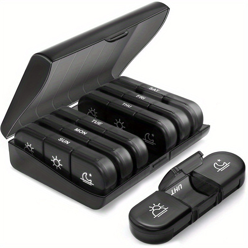AM PM Weekly Pill Organizer – Travel-Friendly, Large Capacity & BPA-Free