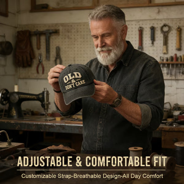 🔥🧢 Vintage Distressed “OLD & DON’T CARE” Cap (Upgraded Embroidery Version)