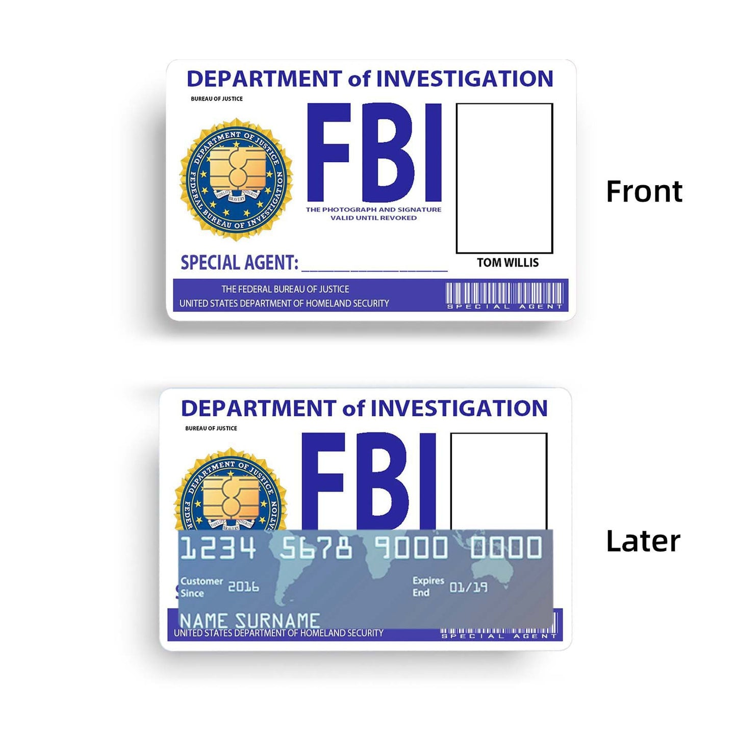 🔥Secret Agent Card Skins Kit: FBI/ICE Designs • Cosplay & Gift Stickers