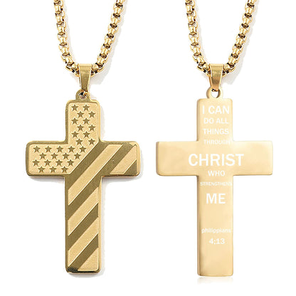 Woyuosn Cross Necklace for Men Stainless Steel