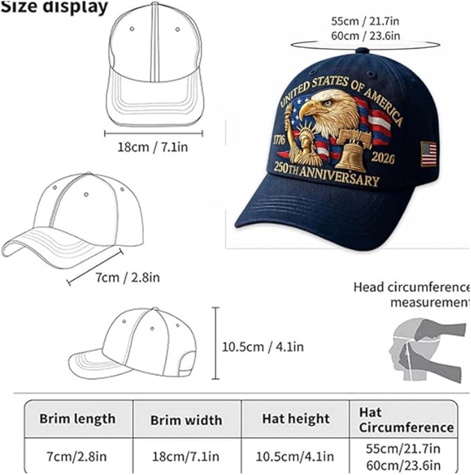 Eagle & Liberty 250 Year American Anniversary Embroidered Cap with Badge