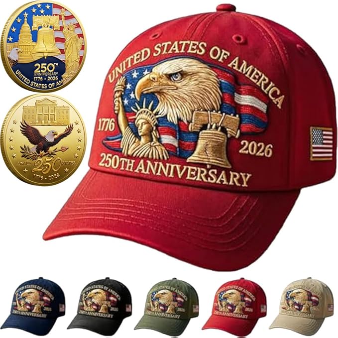 Eagle & Liberty 250 Year American Anniversary Embroidered Cap with Badge