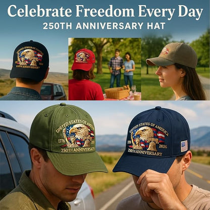 Eagle & Liberty 250 Year American Anniversary Embroidered Cap with Badge