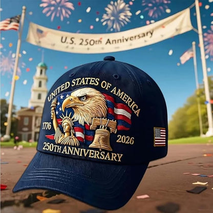 Eagle & Liberty 250 Year American Anniversary Embroidered Cap with Badge