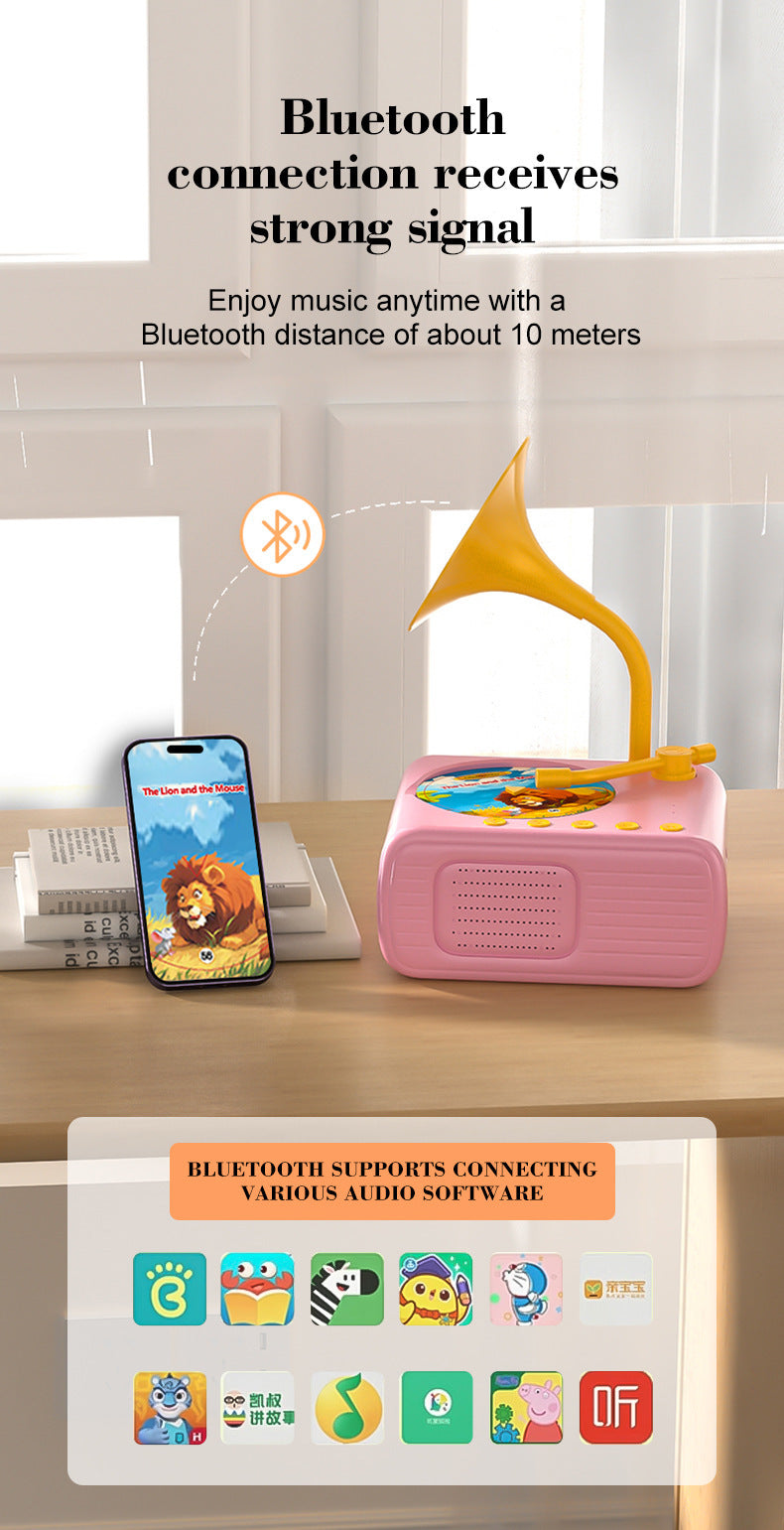 🎶Kids Phonograph with 96 Cards💿📻Early Education Phonograph Story Machine