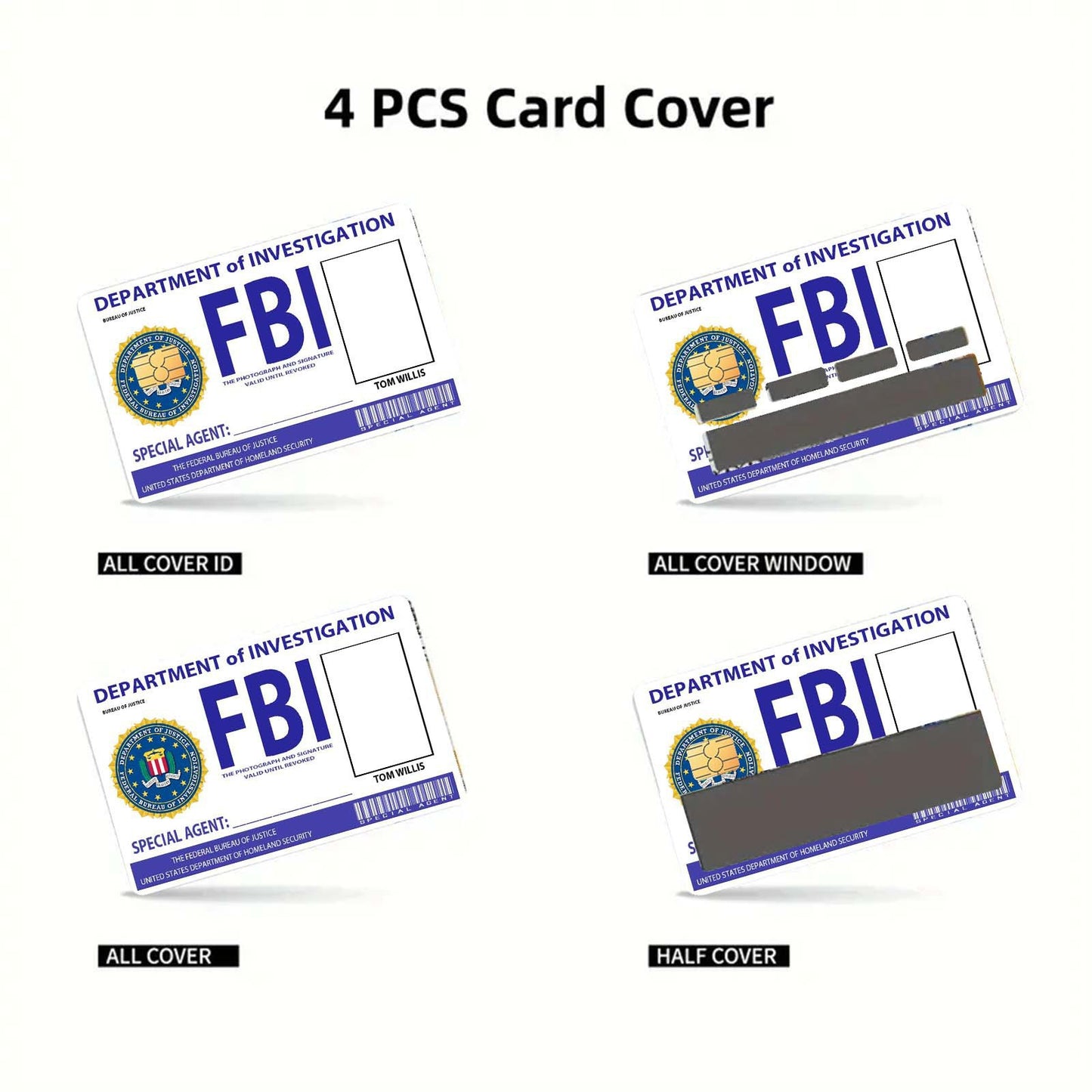 🔥Secret Agent Card Skins Kit: FBI/ICE Designs • Cosplay & Gift Stickers