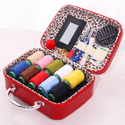 Portable Sewing Kit in Faux Leather Case