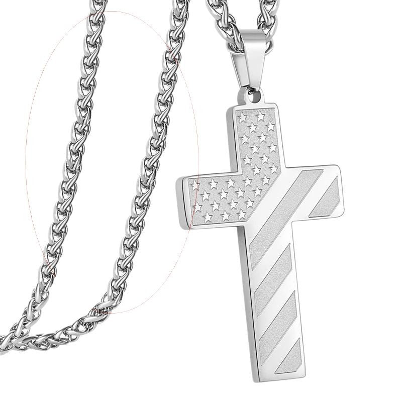 Woyuosn Cross Necklace for Men Stainless Steel