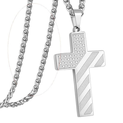Woyuosn Cross Necklace for Men Stainless Steel