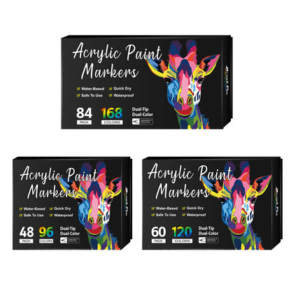 🎨Last Day 🔥 Dual Tip Acrylic Paint Pen Marker - 24/48/72/120 Colors