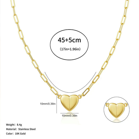 💞18K Gold/Silver-Plated Heart Shape Pendant Magnetic Necklace