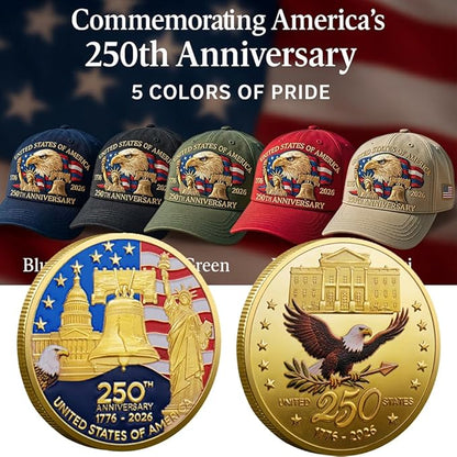 Eagle & Liberty 250 Year American Anniversary Embroidered Cap with Badge