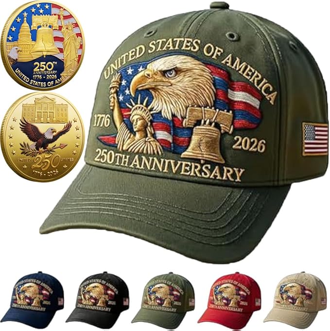 Eagle & Liberty 250 Year American Anniversary Embroidered Cap with Badge