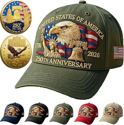 Eagle & Liberty 250 Year American Anniversary Embroidered Cap with Badge