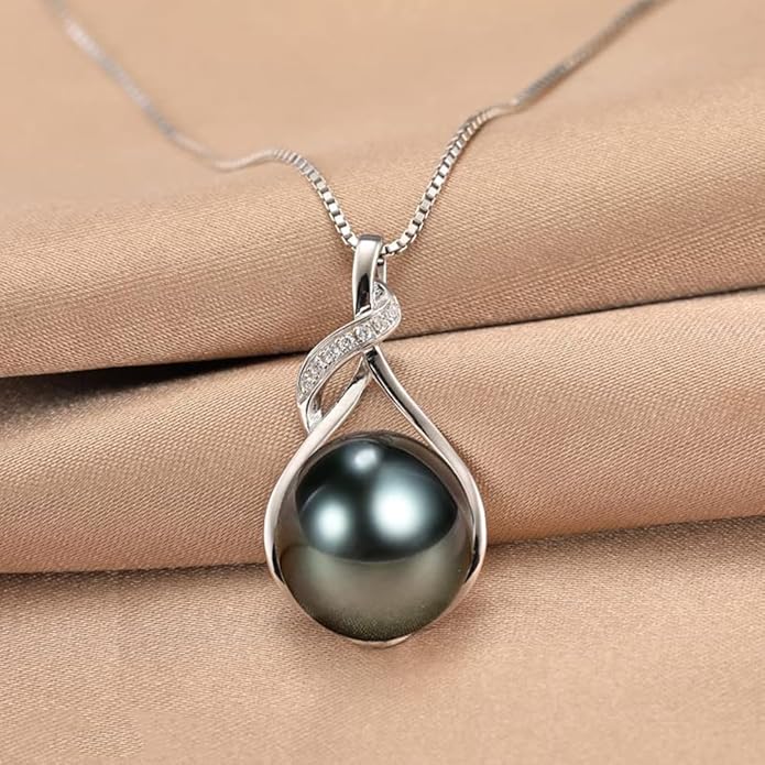NONNYL Gifts for Women Wife-Tahitian-Black-Pearl-Necklace-Gift for Wife Wedding Birthday Anniversary Jewelry-Mom Girlfriend Her Mothers Day Gifts for Mom Women Valentines Christmas Day