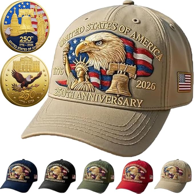 Eagle & Liberty 250 Year American Anniversary Embroidered Cap with Badge