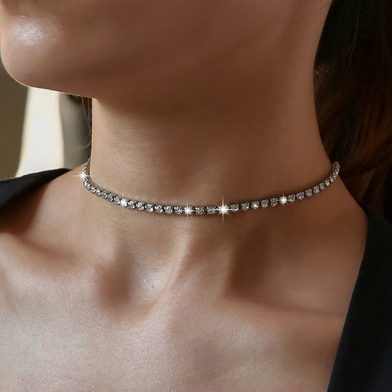 💥"Crystal' Tennis Necklace + Free Bracelet+Free Ear Stud